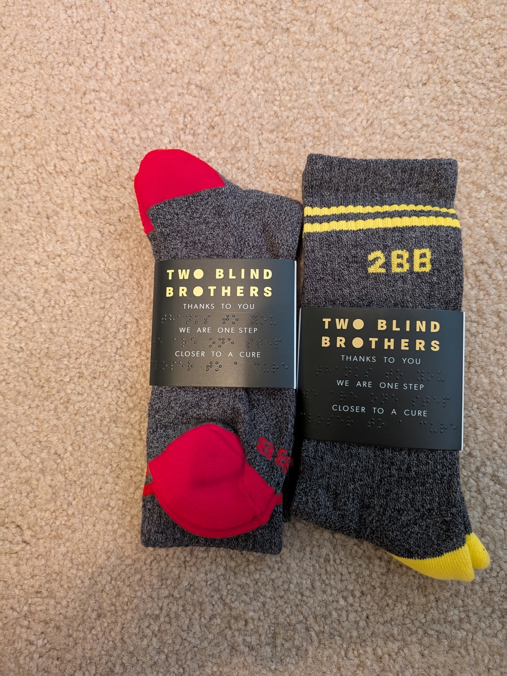 Men's Gray Crew Socks with Red and Yellow Accents